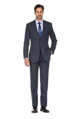 English Laundry Men's Windowpane Slim Fit 2 Button Wool Suits in Blue
