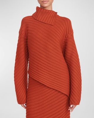 Engrave Merino Wool Asymmetric Sweater