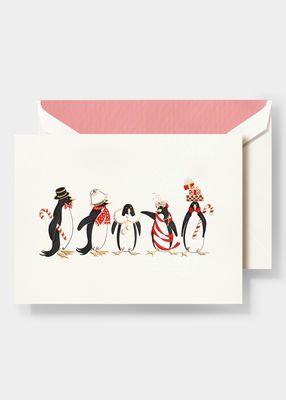Engraved Holiday Penguin Cards, Set of 10