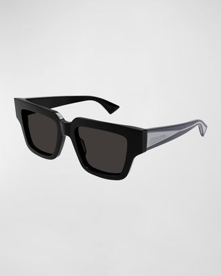 Engraved Logo Acetate Square Sunglasses