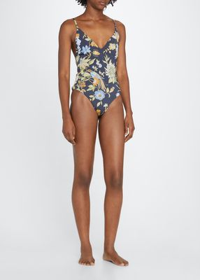 Enid Floral V-Neck One-Piece Swimsuit