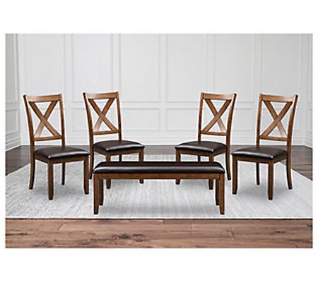 Enid Wood Set of Four Dining Chairs & Bench by Abbyson Living