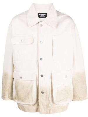 Enterprise Japan gradient-effect buttoned shirt jacket - Neutrals