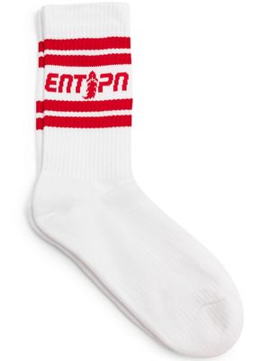 Enterprise Japan logo-intarsia ribbed-knit socks - White