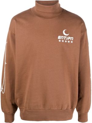 Enterprise Japan logo-print roll-neck sweatshirt - Brown