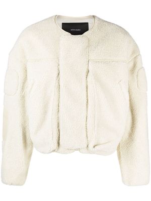 ENTIRE STUDIOS cropped faux-shearling hooded jacket - Neutrals