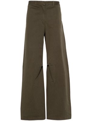 ENTIRE STUDIOS high-waist wide-leg cotton trousers - Green