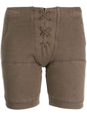 ENTIRE STUDIOS lace-up organic cotton-blend shorts - Brown