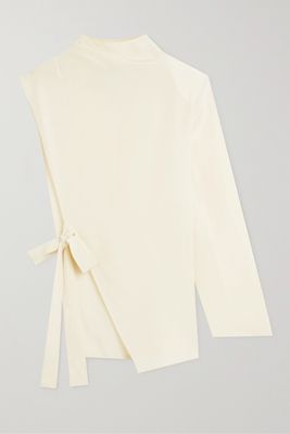 Envelope1976 - Land One-sleeve Asymmetric Silk-chiffon Blouse - Cream