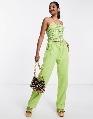 Envii relaxed straight leg linen pants in green - part of a set