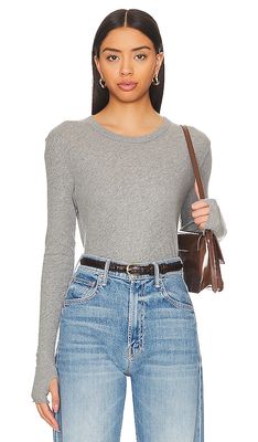 Enza Costa Cashmere Jersey Loose Crew in Grey