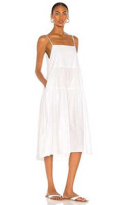 Enza Costa Cotton Tiered Dress in White