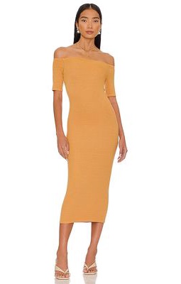 Enza Costa Half Sleeve Off Shoulder Dress in Mustard