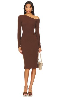 Enza Costa Knit One-shoulder Dress in Brown