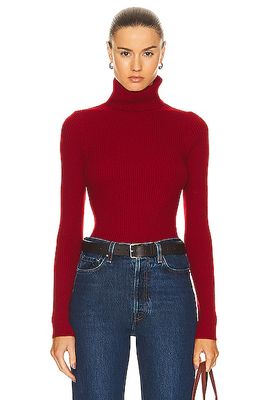 Enza Costa Rib Turtleneck Sweater in Red