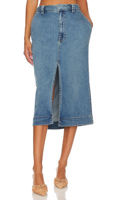 Enza Costa Soft Touch Slit Skirt in Blue