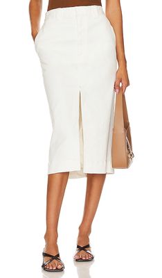Enza Costa Soft Touch Slit Skirt in White