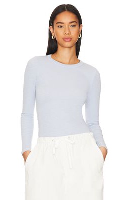 Enza Costa Textured Knit Crew Top in Baby Blue