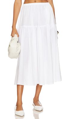 Enza Costa Tiered Maxi Skirt in White