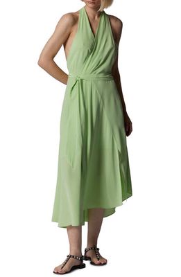 Equipment Alejandra Halter Silk Maxi Dress in Pistachio Green