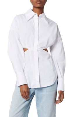 Equipment Alya Cutout Button-Up Shirt in Bright White