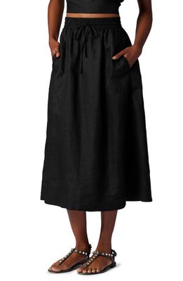 Equipment Amina Drawstring Linen Midi Skirt in True Black