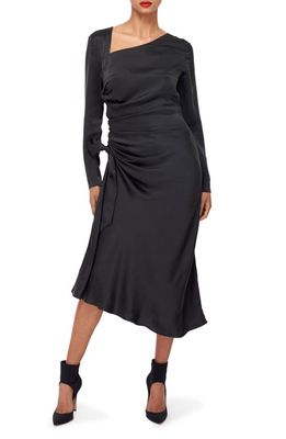 Equipment Annalise Long Sleeve Silk Dress in True Black