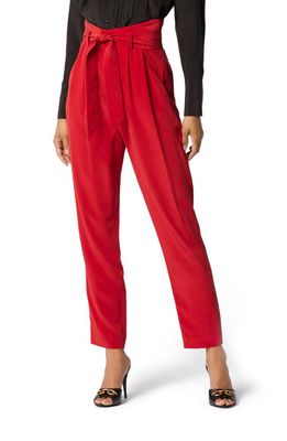 Equipment Bethie High Waist Belted Silk Trousers in Chili Pepper