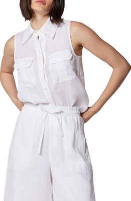 Equipment Camila Sleeveless Linen Button-Up Shirt in Bright White