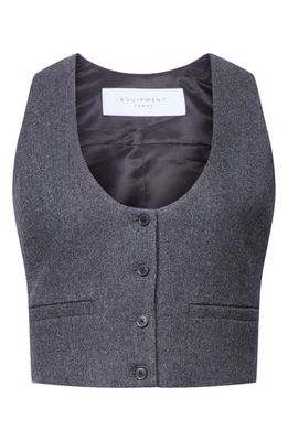 Equipment Charlie Crop Wool Vest in Charcoal Heather Grey