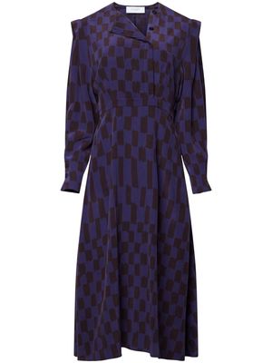 Equipment check-pattern silk midi dress - Blue