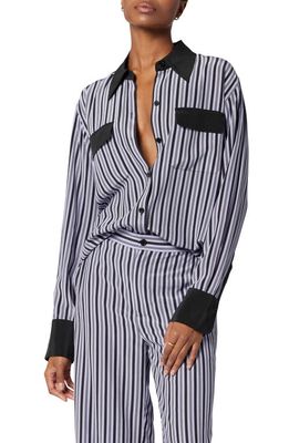 Equipment Cody Stripe Silk Button-Up Shirt in Languid Lavender And Black