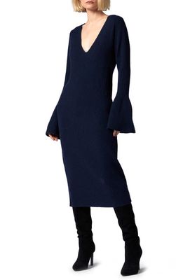 Equipment Dree Long Sleeve Wool & Cashmere Rib Midi Sweater Dress in Astral Aura