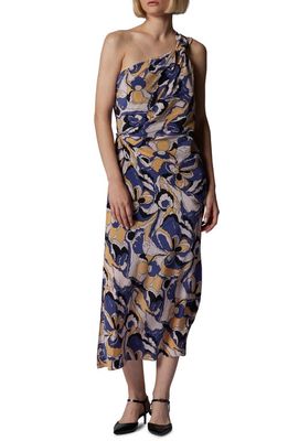 Equipment Eden Floral Print Silk Dress in Skipper Blue Multi