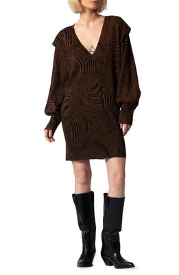 Equipment Elijah Long Sleeve Wool & Cashmere Sweater Dress in Emperador And True Black