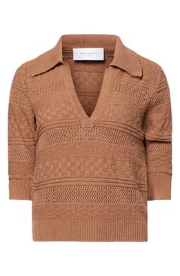 Equipment Mimi Cotton Blend Polo Sweater in Iced Coffee