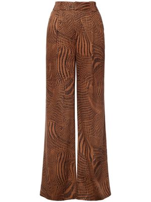 Equipment Owen abstract-pattern wide-leg trousers - Brown