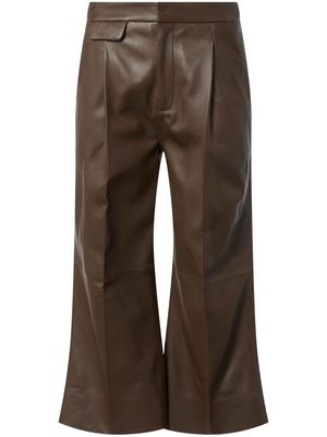 Equipment pleat-detail leather cropped trousers - Brown