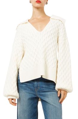Equipment Raysha Cable Stitch Wool Sweater in Nature White