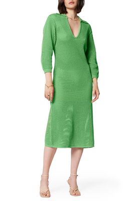 Equipment Remy Open Stitch Cotton Sweater Dress in Bright Jadesheen