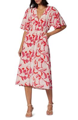 Equipment Rosita Abstract Floral Cutout Silk Dress in Raspberry Sorbet Multi