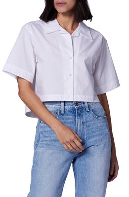 Equipment Salma Crop Button-Up Cotton Shirt in Bright White