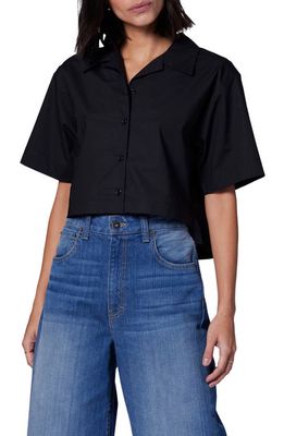 Equipment Salma Crop Button-Up Cotton Shirt in True Black