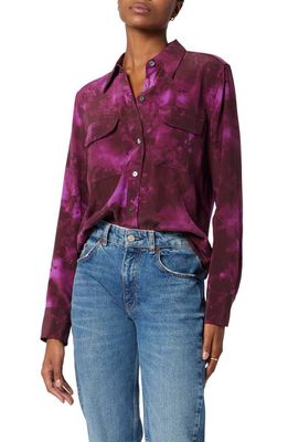 Equipment Signature Slim Fit Silk Button-Up Shirt in Nuit De Printemps And Purple