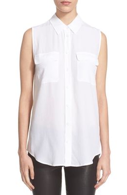 Equipment 'Slim Signature' Sleeveless Silk Shirt in Bright White