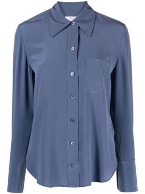 Equipment straight-point collar silk shirt - Blue