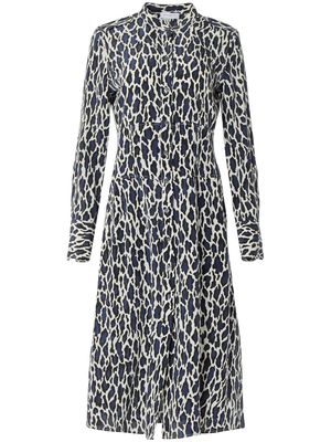 Equipment Thea leopard-print silk dress - Blue