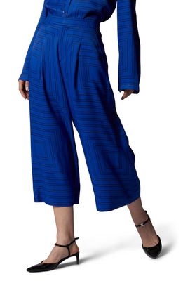 Equipment Thoras Crop Wide Leg Trousers in Surrealist Blue And True Black