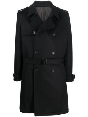 ERALDO belted-waist virgin-wool trench coat - Black
