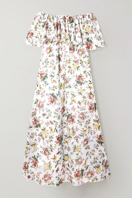 Erdem - Algarve Off-the-shoulder Belted Floral-print Cotton-voile Maxi Dress - White